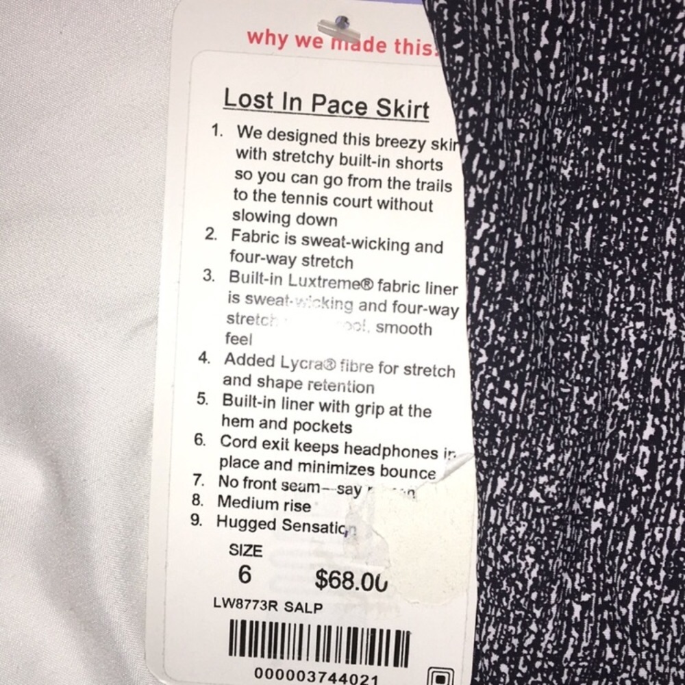 NWT LULULEMON LOST IN PACE SKIRT!